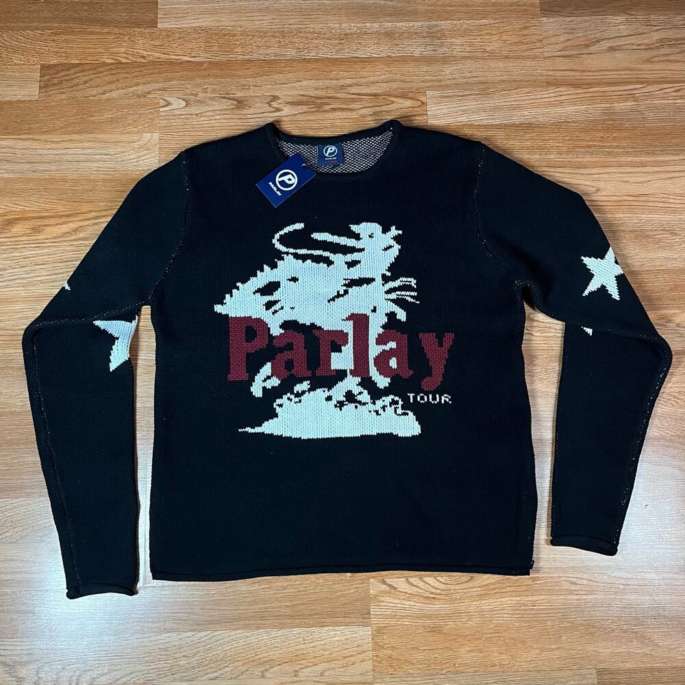 Parlay Brunson Jacquard Knit Sweater Stars Black‎ Men’s Sz XL New
